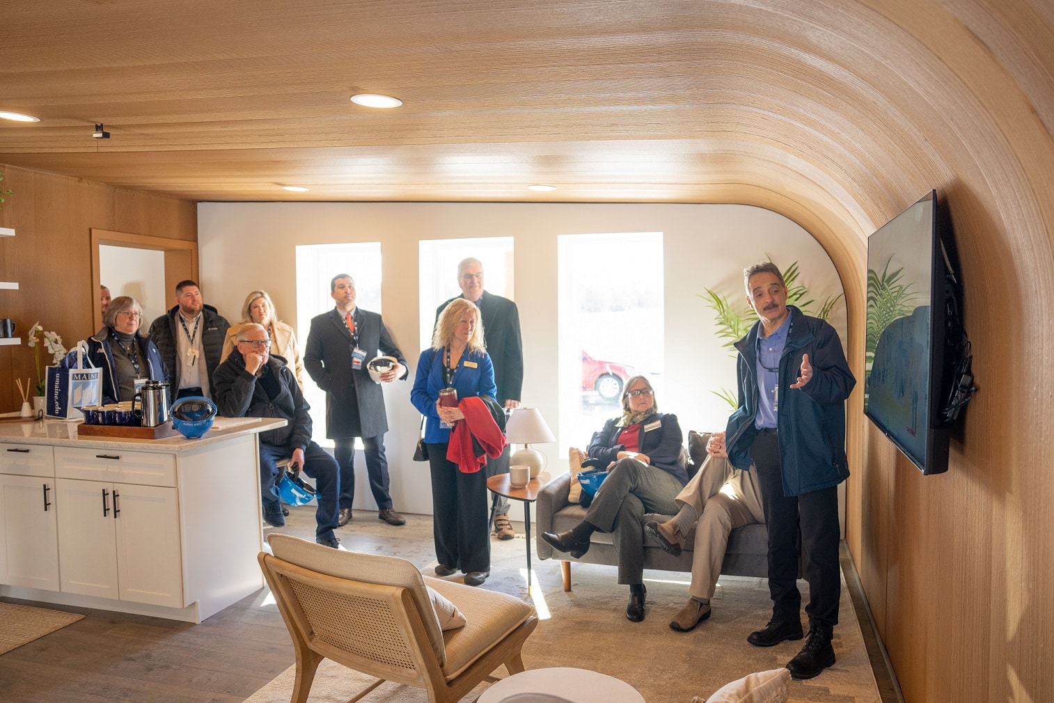 Tour inside the printed home with U.S. Senator Angus King, Kara Hay, KeyBank Foundation, and UMaine